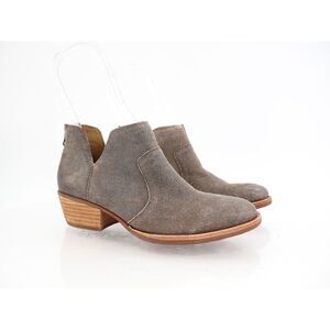 Kork-Ease Women Skye Leather Ankle Bootie Western 5.5 Grey Distressed Block Heel